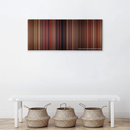 Flipped color palette canvas above a white bench with three woven baskets