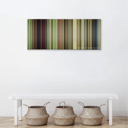 The Secret World of Arrietty color palette canvas above a white bench with three woven baskets