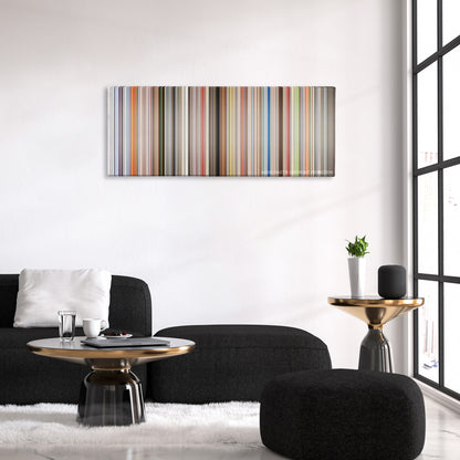 Jackass: The Movie color palette canvas above a black sofa with a gold-topped table