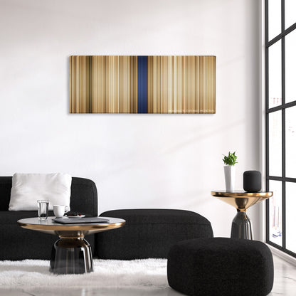 The General color palette canvas above a black sofa with a gold-topped table