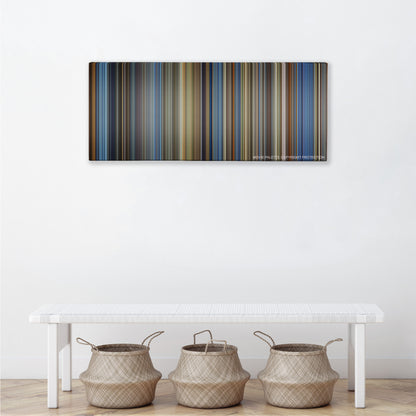 Top Gun color palette canvas above a white bench with three woven baskets