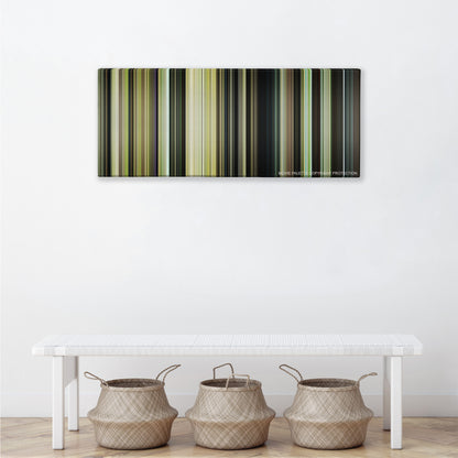 Call Me by Your Name color palette canvas above a white bench with three woven baskets