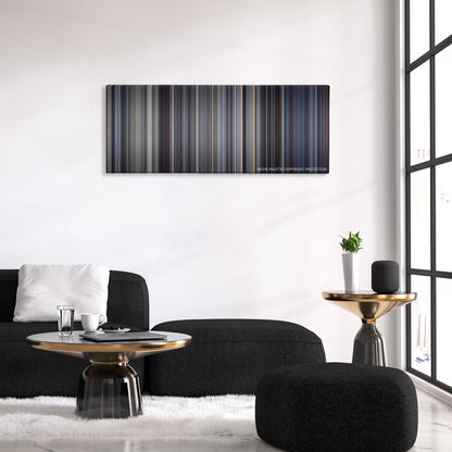 Robocop 2 color palette canvas above a black sofa with a gold-topped table