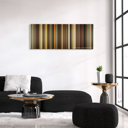 How to Be Single color palette canvas above a black sofa with a gold-topped table