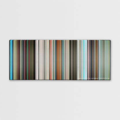 The Hitchhiker's Guide to the Galaxy color palette canvas print: thousands of thin vertical stripes of color