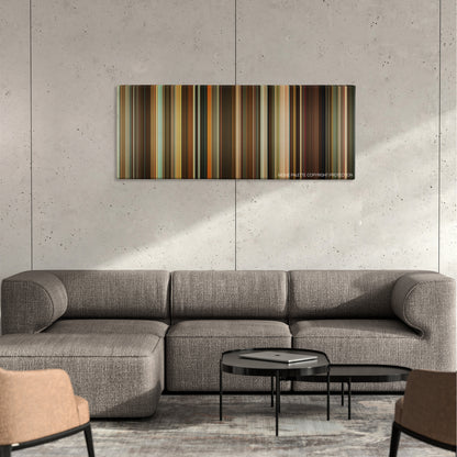 How to Be Single color palette canvas on a concrete wall above a gray sectional sofa