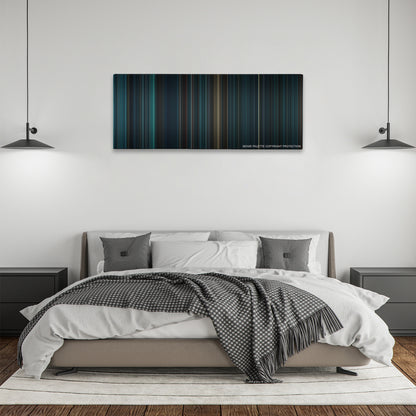 Underworld: Evolution color palette canvas above a bed, between two black pendant lamps