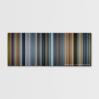 Fast & Furious Presents: Hobbs & Shaw color palette canvas print: thousands of thin vertical stripes of color