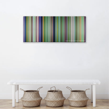 Rio 2 color palette canvas above a white bench with three woven baskets