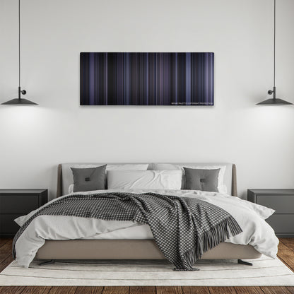 The Raid: Redemption color palette canvas above a bed, between two black pendant lamps