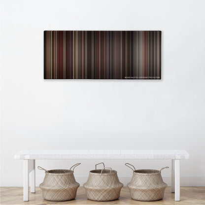 Goodfellas color palette canvas above a white bench with three woven baskets