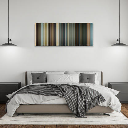 El Camino: A Breaking Bad Movie color palette canvas above a bed, between two black pendant lamps