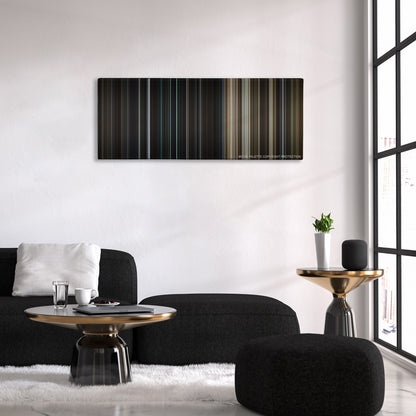 The Da Vinci Code color palette canvas above a black sofa with a gold-topped table