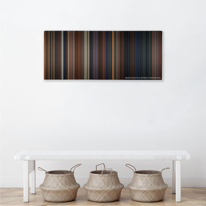 Harry Potter and the Chamber of Secrets color palette canvas above a white bench with three woven baskets