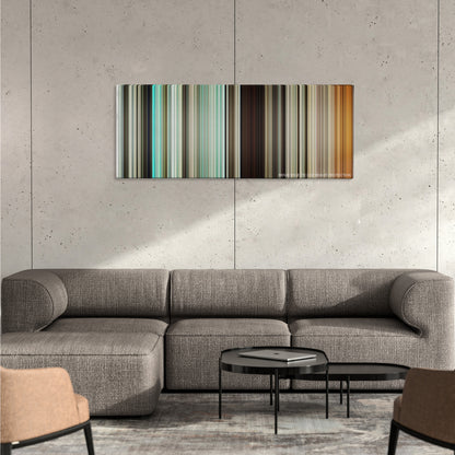 Three Kings color palette canvas on a concrete wall above a gray sectional sofa