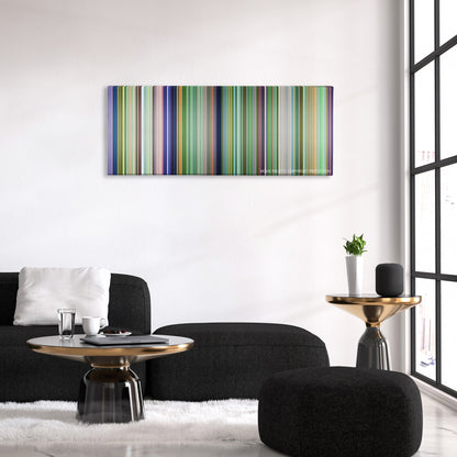 Rio 2 color palette canvas above a black sofa with a gold-topped table