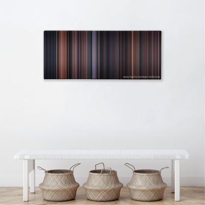 Thir13en Ghosts color palette canvas above a white bench with three woven baskets