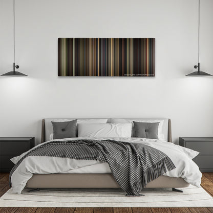 Straight Outta Compton color palette canvas above a bed, between two black pendant lamps
