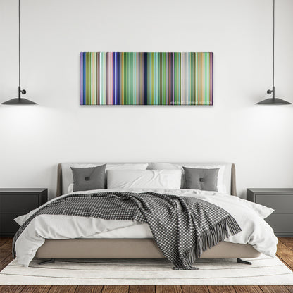Rio 2 color palette canvas above a bed, between two black pendant lamps