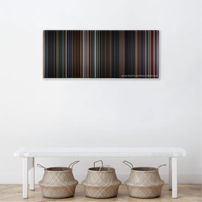 Final Fantasy: The Spirits Within color palette canvas above a white bench with three woven baskets