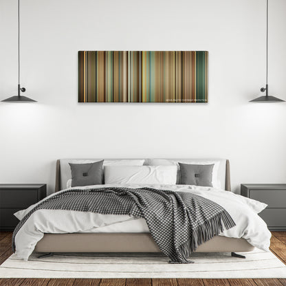 Extremely Wicked, Shockingly Evil and Vile color palette canvas above a bed, between two black pendant lamps