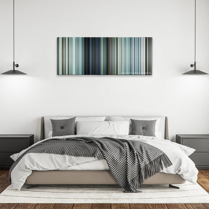 Angel Has Fallen color palette canvas above a bed, between two black pendant lamps