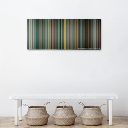 The Terminal color palette canvas above a white bench with three woven baskets