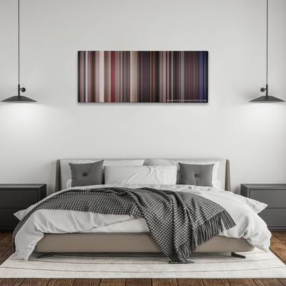 Cape Fear color palette canvas above a bed, between two black pendant lamps