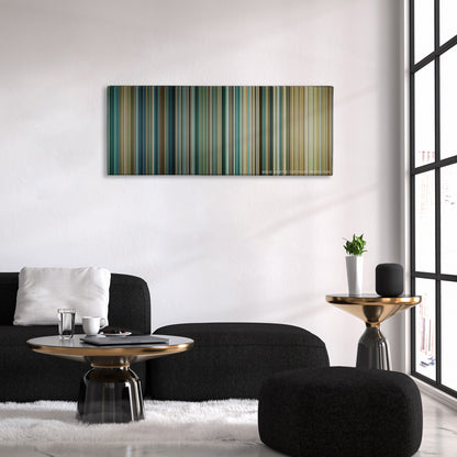 Transformers: Revenge of the Fallen color palette canvas above a black sofa with a gold-topped table