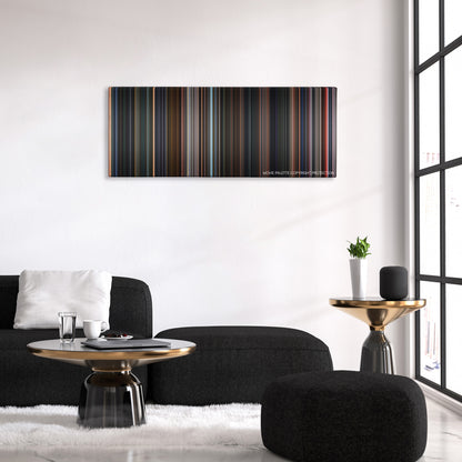 Final Fantasy: The Spirits Within color palette canvas above a black sofa with a gold-topped table