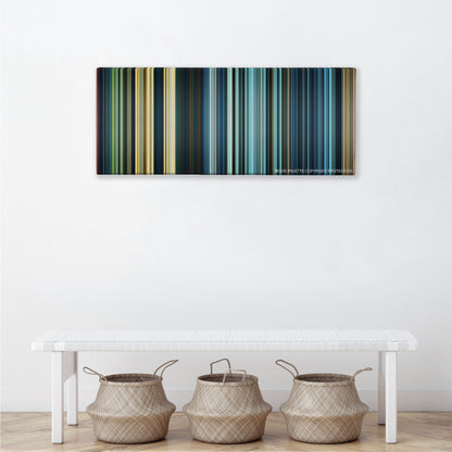 Star Wars: Episode IX - The Rise of Skywalker color palette canvas above a white bench with three woven baskets