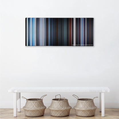Star Wars: Episode V - The Empire Strikes Back color palette canvas above a white bench with three woven baskets