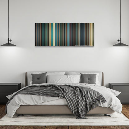 G.I. Joe: Retaliation color palette canvas above a bed, between two black pendant lamps