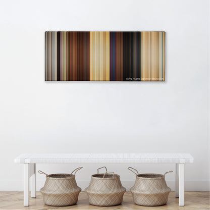 The Inbetweeners color palette canvas above a white bench with three woven baskets