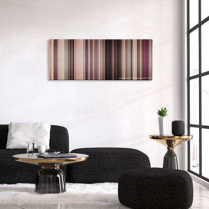 John Tucker Must Die color palette canvas above a black sofa with a gold-topped table