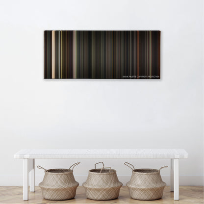 As Above, So Below color palette canvas above a white bench with three woven baskets