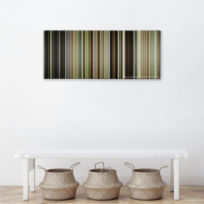 12 Years a Slave color palette canvas above a white bench with three woven baskets