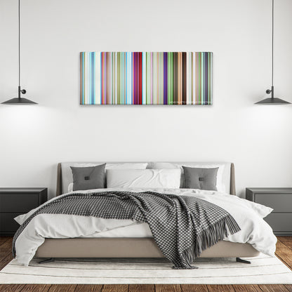 The SpongeBob SquarePants Movie color palette canvas above a bed, between two black pendant lamps