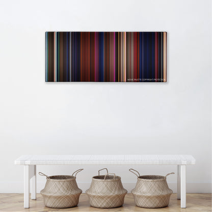 House of 1000 Corpses color palette canvas above a white bench with three woven baskets