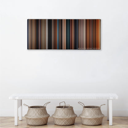 I Am Legend color palette canvas above a white bench with three woven baskets