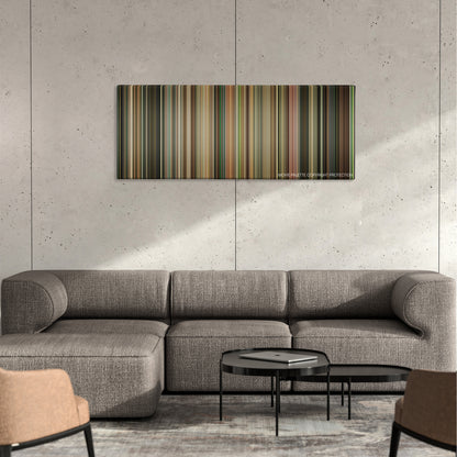 Elite Squad 2: The Enemy Within color palette canvas on a concrete wall above a gray sectional sofa