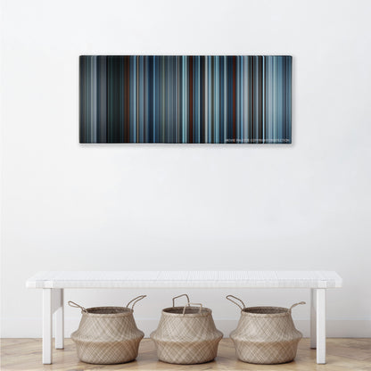 The Revenant color palette canvas above a white bench with three woven baskets