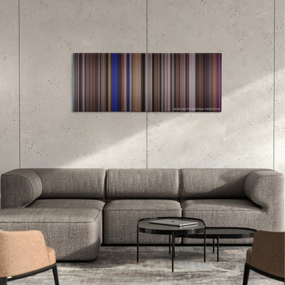 Cocktail color palette canvas on a concrete wall above a gray sectional sofa