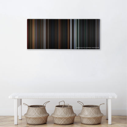 U-571 color palette canvas above a white bench with three woven baskets