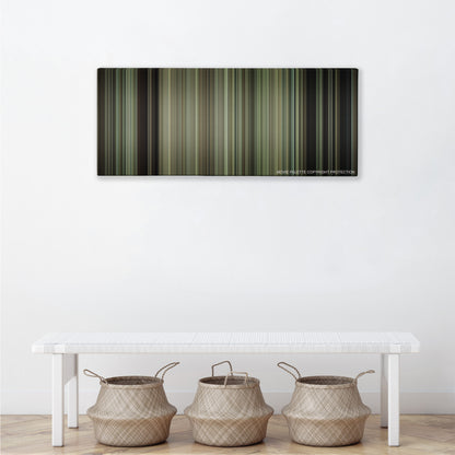 Gran Torino color palette canvas above a white bench with three woven baskets