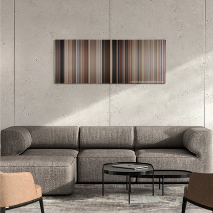 The Naked Gun: From the Files of Police Squad! color palette canvas on a concrete wall above a gray sectional sofa