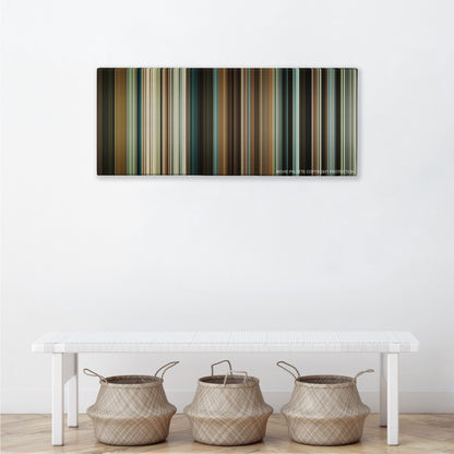 The Intouchables color palette canvas above a white bench with three woven baskets