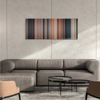 Lethal Weapon 4 color palette canvas on a concrete wall above a gray sectional sofa