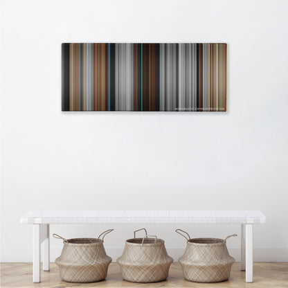 American History X color palette canvas above a white bench with three woven baskets
