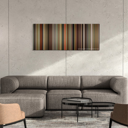 Semi-Pro color palette canvas on a concrete wall above a gray sectional sofa